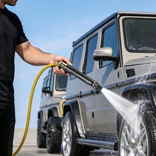 Home High Pressure Car Wash Water Gun with Booster Nozzle, Heavy Duty Metal Garden Hose Spray Nozzle, High Pressure Car Wash Gun with Multiple Patterns for Lawn Watering Plants (Black-10m hose) - Image 4