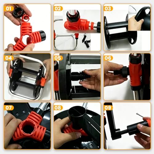 Garden Hose Reel, Heavy Duty Aluminum Hand Cranked Water Hose Reel Cart with 114ft Capacity ABS Frame, Portable Hose Holder for Yard Lawn Patio Outdoor - Image 7