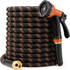 Garden Hose 50 ft, 2026 Upgraded Kink Free Flexible Water Hose 50ft With 10 Pattern Spray Nozzle, Leak-Proof, Portable, Ultra Lightweight & Durable Garden Hose for Yard, Lawn, Outdoor (Black & Orange) by Unknown