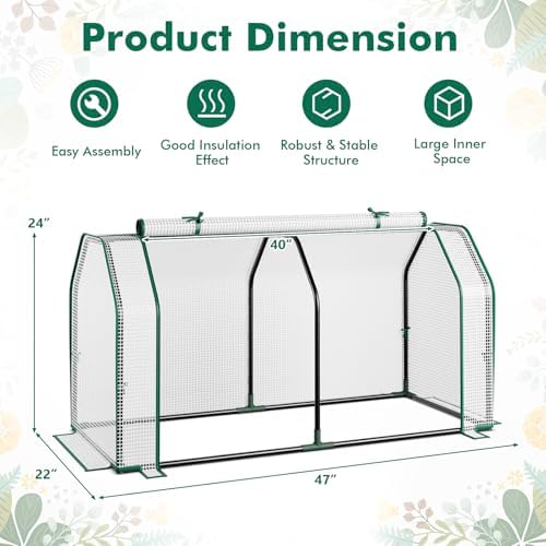 Happygrill Portable Mini Greenhouse with Roll-up Zipper Door & PE Cover - Image 5