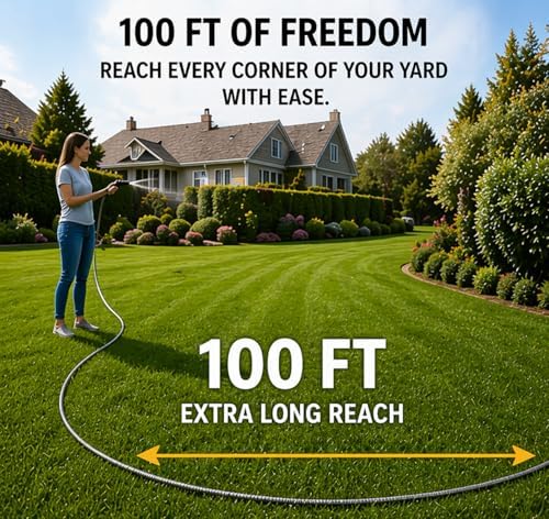 100 FT Metal Garden Hose, Stainless Steel Water Hose, Kink-Free Lightweight Heavy Duty Garden Hose with Brass Fittings & Nozzle, Flexible Non-Expandable Hose - Image 4