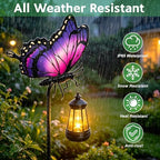 2 Pack Butterfly Solar Garden lights Outdoor Waterproof, Gift for Women Mom Grandma Daughter, Stake lights with Solar Lantern, Hanging Solar Light, Solar Path Light Yard Art Outside Patio Garden Decor - Image 5