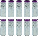 Milton 764VC ColorFit HIGHFLOWPRO V-Style Air Couplers, 1/4" FNPT Female Quick Connect, Purple Color-Coded High-Flow Fittings, Up to 70% More Airflow, 300 PSI, Box of 10 by Milton