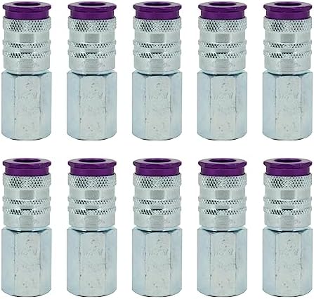 Milton 764VC ColorFit HIGHFLOWPRO V-Style Air Couplers, 1/4" FNPT Female Quick Connect, Purple Color-Coded High-Flow Fittings, Up to 70% More Airflow, 300 PSI, Box of 10 by Milton