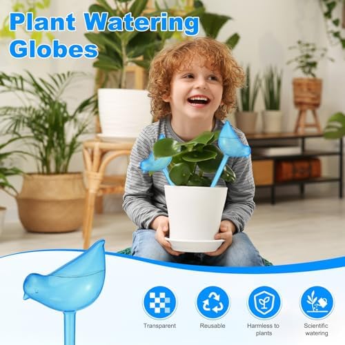 M METERXITY 3-Pack Plant Watering Globes, 9.8 Inch Plastic Bird Shape Self Watering Planter Insert for Indoor/Outdoor Pots, Self Water Devices Decorative Garden Stake [Blue] - Image 2