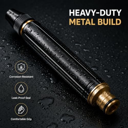 High Pressure Hose Nozzle, Power Washer Nozzle with Multiple Spray Patterns & Booster, Heavy Duty Metal Pressure Washer Hose Attachment for Car Wash, Patio, Garden Watering & Pet Cleaning(1 Pack+20m) - Image 6