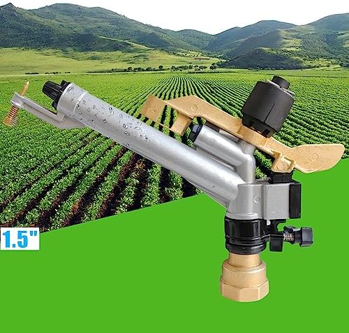 1.5" Irrigation Impact Sprinkler Gun, Zinc Alloy Body, 360 Adjustable Rain Spray Gun, Large Area Water Irrigation Tool for Agriculture Lawn - Image 2