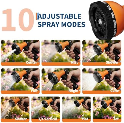 1/2 in x 100 ft Retractable Garden Hose Reel, Wall Mounted, 9-Function Nozzle, Any Length Lock, 180° Swivel, Auto Slow Rewind for Watering Lawn, Washing Car, Cleaning Patio - Image 5