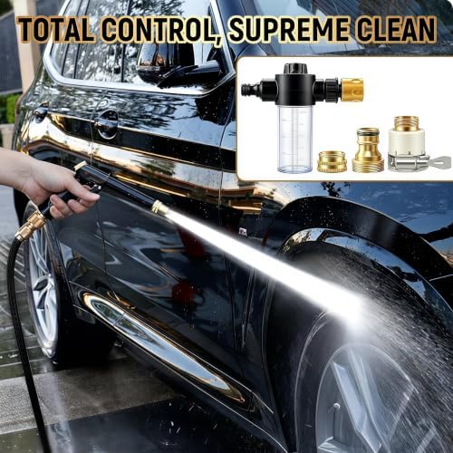 High Pressure Hose Nozzle with 4 Spray Modes, Adjustable Water Spray Gun, Metal Garden Hose Sprayer for Car Wash, Plant Watering, Patio & Outdoor Cleaning (Sprayer Kit with 3 Connectors & Foam Cannon) - Image 3