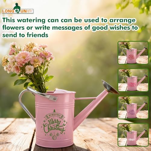 Galvanized Iron Watering Can for Indoor Plants, DIY Watering Cans for House Plant Garden Flower, Long Spout Water Can for Outdoor Watering Plants 6.44L 1.7Gallon (Pink) - Image 7
