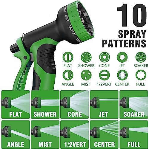 100 ft Expandable Garden Hose - Kink Free Flexible Water Hose 100ft with 10 Pattern Spray Nozzle, 3/4 Solid Brass Connectors, Retractable Latex Core - Lightweight Expanding Hose - Image 4