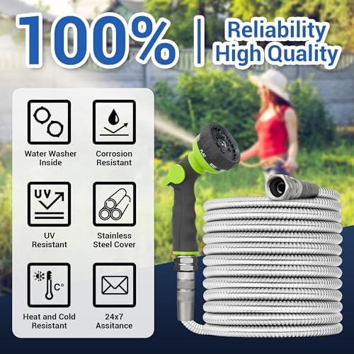 25 FT Stainless Steel Garden Hose – No-Kink 25FT Flexible Metal Water Hose - Image 7