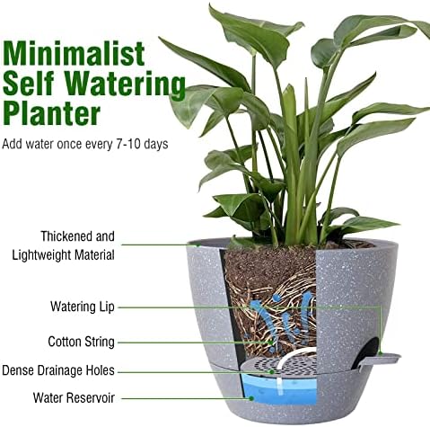 WSMKSZ 12/10/9 inch Self Watering Pots for Indoor Outdoor Plants, Set of 3 - Image 5