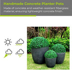 Kante Set of 3 Charcoal Concrete Bowl Round Planters for Modern Home - Image 3