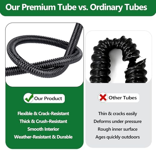 1-1/2" ID Pond Tubing 10ft Black, Reinforced PVC Corrugated Hose - Kink-Proof, Includes 1 Stainless Steel Clamp & 1.5" Barbed x NPT Male Adapter for Ponds, Waterfalls, Pumps, Filters & Drainage - Image 5