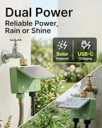 Solar WiFi Water Timer for Garden Hose 2-Pack with Hose Splitter, 4-Zone Solar Powered Smart Irrigation Controller with Flow Meter, Rain Delay & Auto Irrigation, Brass Inlet, No Hub Required - Image 4