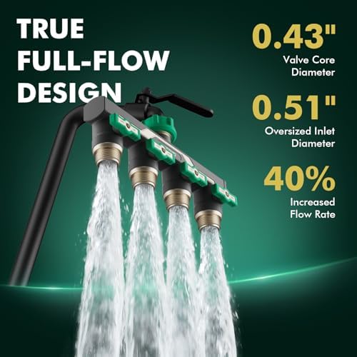 RESTMO Heavy Duty 4 Way Y Garden Hose Splitter Full Metal Body, Green - Image 2