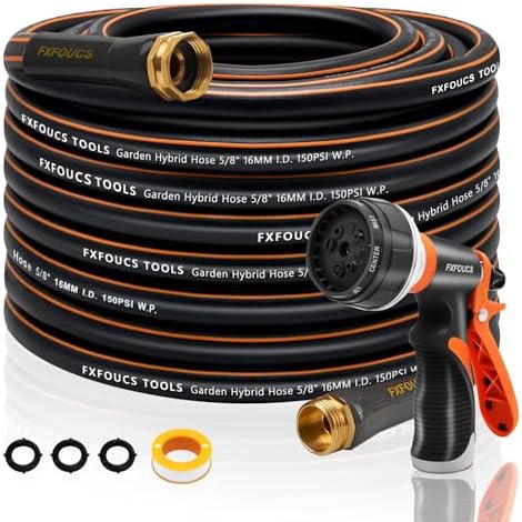 Garden Hose 75ft x 5/8", Heavy Duty Water Hose, Kink Resistant by FXFOUCSTOOLS