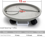 Beipoo 4 Packs 13 Inch Plant Caddy With Wheels and Drainage Tray - Round Flower Pot Mover, Garden Rolling Stand, Pallet Dolly for Heavy Duty Planter - Loading Capacity 110Lbs - Image 6