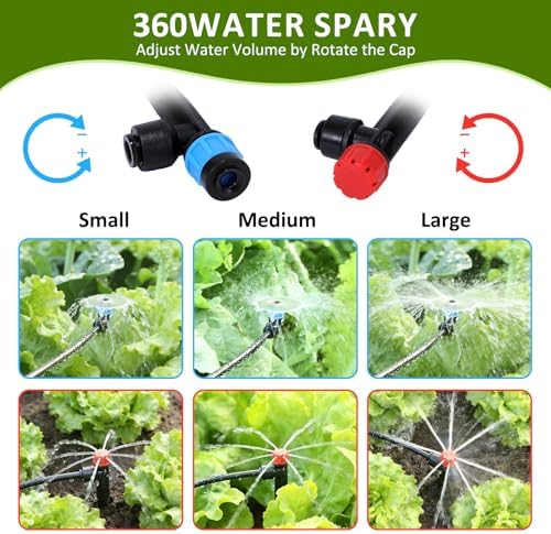 300FT Drip Irrigation System Kit, Automatic Garden Watering Misting System with 70FT1/2 inch Hose 230FT 1/4 inch Distribution Tubing and Accessories for Garden Lawn Greenhouse Plant Flower Bed - Image 4