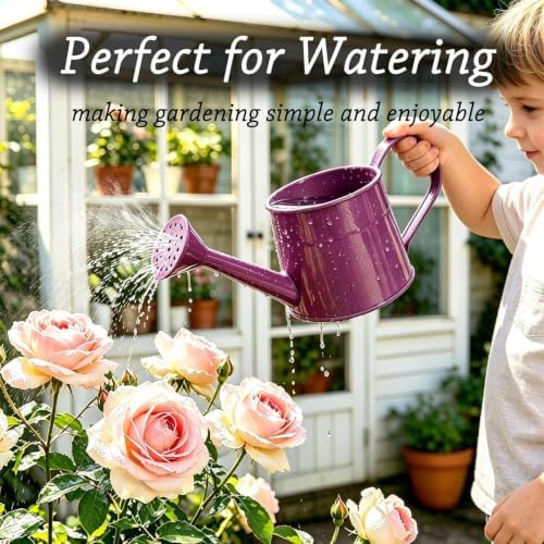 Green 1l Small Watering Can – Retro Metal,Sprinkler Head,Spray Spout for Indoor Plants,Kids,Outdoor Flowers & House - Image 4