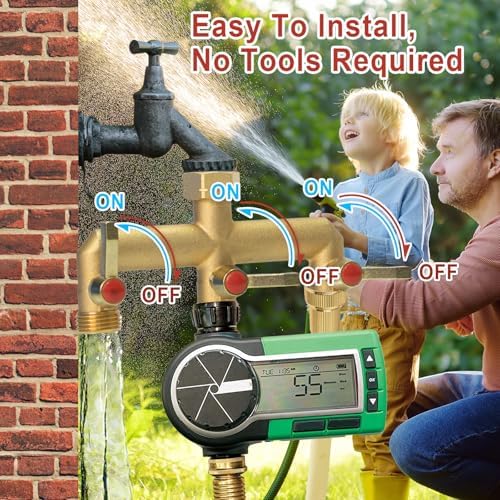 Brass Garden Hose Splitter 2/3/4 Way, Hose Splitter with Metal Shutoff Valve, Heavy Duty Outdoor Faucet and Garden Connector, Brass Extension Handle, 3/4” GHT Threads - Image 6