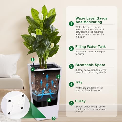 Garvee 30" Tall Planters Set of 2, Outdoor＆Indoor Planter Pots - Image 2