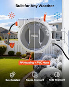 VEVOR Retractable Garden Hose Reel, 1/2 in x 100 ft, Wall Mounted Hose Reel with 9-Function Sprayer Nozzle and 180° Swivel Bracket, Any Length Lock, Automatic Slow Rewind System, for Garden Watering - Image 4