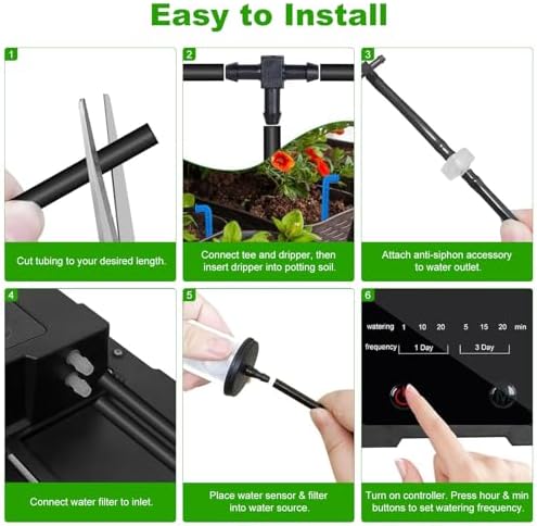 Solar Automatic Drip Irrigation Kit System, 50FT Solar Powered Auto Easy DIY Watering Device Supported Pots Plants, 6 Timing Modes with Anti-Siphoning Device - Image 6