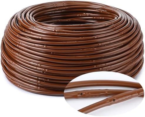Nuanchu 492 ft 1/4" Drip Irrigation Tubing Irrigation Hose Garden Watering Tube Line with 12 Inch Emitter Spacing Blank Distribution Tubing Drip Line Watering for Garden Irrigations System, Brown by Nuanchu