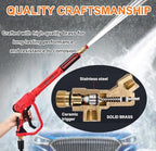 Brass Power Washer Gun and Hose Kit, Pressure Washer Gun with 50FT Washer Hose & 2 Extension Wands, 40" Adjustable Length with 3/8" Quick Connect, M22 Fitting, 5 Nozzle Tips,4350PSI - Image 4