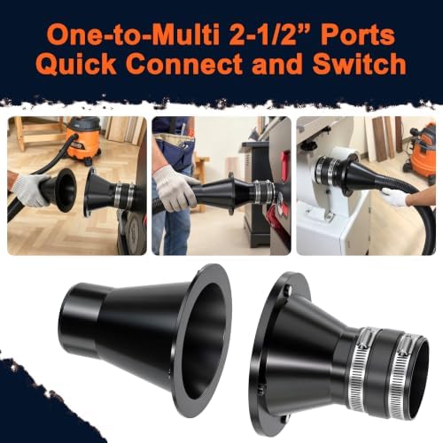 2-1/2" Magnetic Dust Collection Fittings, 7 Pack Dust Collector Kit for 2.5 Inch Shop Vac Hose One-to-Multi Quick Connect and Switch Dust Collection Hose System for Workshop Woodworking Shop Vacuum - Image 4