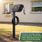 33 Inch Retractable Hose Reel Mounting Post with Multi-functional Hook Heavy Duty Vertical Stand for Garden Outdoor - Image 4