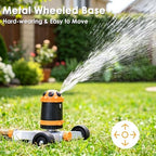 FANHAO Gear Drive Sprinkler with Metal Wheel Base, Portable Lawn Sprinkler - Image 2