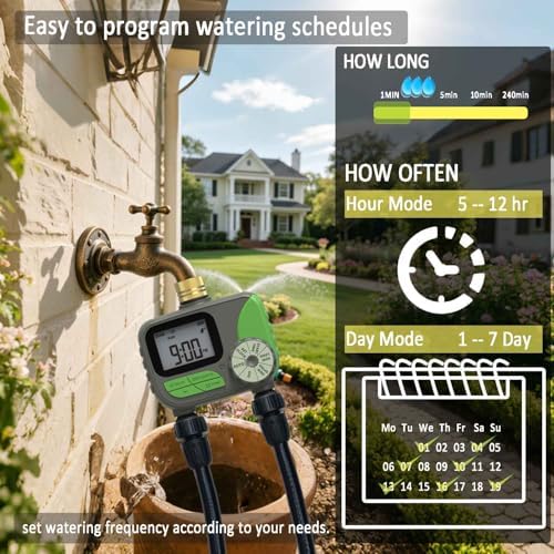 Drip Irrigation System with Water Timer(Dual System) Plug-in Quick Connection Drip Irrigation Kit 5/16“ID and 1/4 Inch Pipe Auto Watering System for Garden Spray, Greenhouse, Lawn, Potted Plants - Image 2