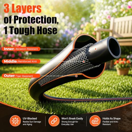 115FT Retractable Garden Hose Reel 5/8 Inch - Heavy Duty Wall Mounted Retractable Hose Reel with 9-Pattern Nozzle, 180° Swivel Auto Rewind, Any Length Lock Water Hose Reel for Yard Garden Car Washing - Image 4