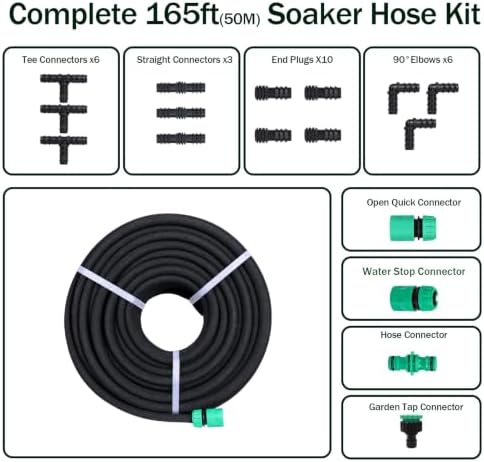 165 FT Drip Irrigation Hose, 1/2 Inch Porous Soaker Line for Garden Beds - Image 3