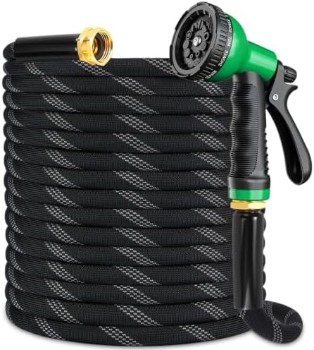 Garden Hose 100 ft, 2026 New No Kink Flexible Water Hose 100ft, 10 Function Nozzle, Leak-proof Solid Metal Fittings, High Density Outer Fabric, Durable Inner PVC Core, Ultra Lightweight & Portable by teelishly