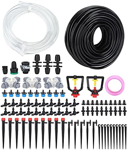 30m Drip Irrigation Kit, Garden Watering System with Tubing Hose Nozzles Valves Drippers, Automatic Micro Spray Irrigation for Potted Plants Greenhouse Balcony by Unknown