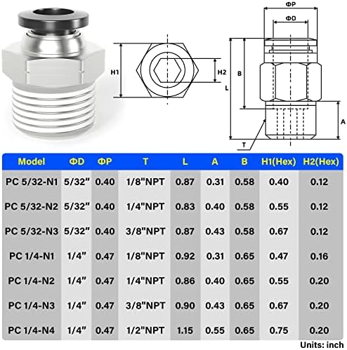 TAILONZ 1/4" Tube OD x 1/2" MNPT Straight Push to Connect Fitting 20Pcs - Image 2