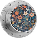 Mechanical Kitchen Timers for Cooking,Small Flower Pattern Printed 60 Minute Magnetic Countdown Timer,Cute Cooking Timers with Alarm,Stainless Steel Time Timer Manual No Batteries Required by Unknown