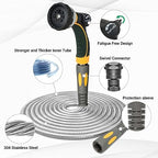 TheFitLife Flexible Metal Garden Hose - 50 FT Lightweight Stainless Steel Water Hose with Solid Fittings and Sprayer Nozzle - Leak Proof, Kink Free, Anti-rust, Large Diameter, Durable and Easy Storage - Image 2
