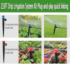 233FT Drip Irrigation System Kit with Quick-Connect System,33FT 1/2" Mainline & 200FT 1/4" Tubing,Brass Y-Type Splitter,Adjustable Nozzle Types.Garden Efficient Sprinkler System Kit - Image 4