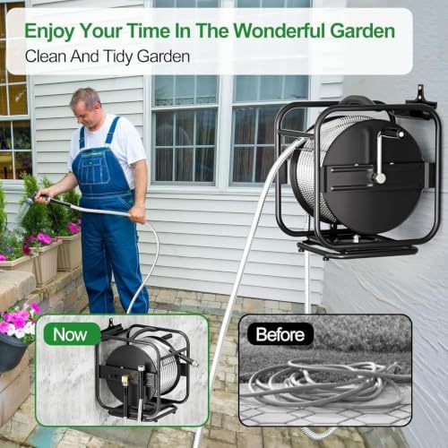 SPECILITE Garden Hose Reel With 100Ft Metal Water Pipe, 360° Rotation Frame - Image 5