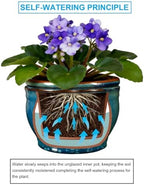 Self Watering Pot for African Violets Indoor Outdoor Plants, 6 inch, Teal - Image 5