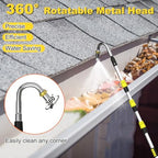 Buyplus 16FT(24FT Reach) Telescopic Gutter Cleaning Tools from The Ground, Rain Gutter Cleaners Tool with 360°Rotatable Metal Nozzle, Extension Pole, Hose Attachment, Watering Wand for Garden Hose - Image 3