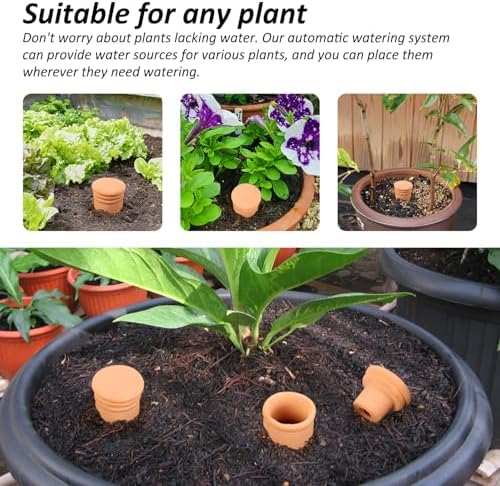 2 pcs Large 10x5in Ollas Terracotta Watering Pots Self Watering Planter Insert 1.8L Terra Cotta Clay Watering Spikes Automatic Plant Watering Devices for Outdoor & Indoor Plants Self-irrigate - Image 7