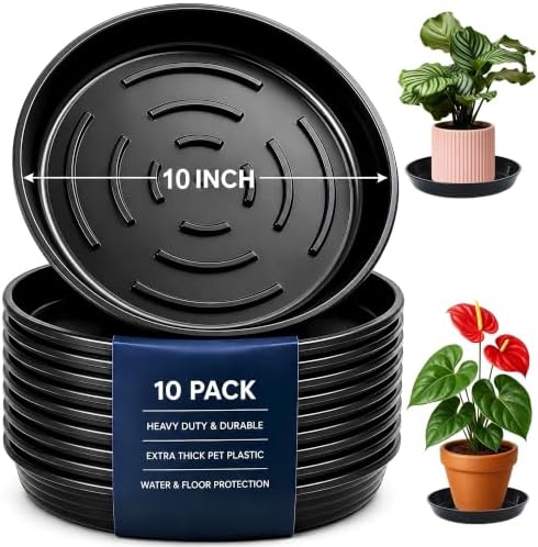 10 Pack Plant Trays 9 inch Heavy Duty Plant Saucers for Indoor Outdoor Use by Unknown