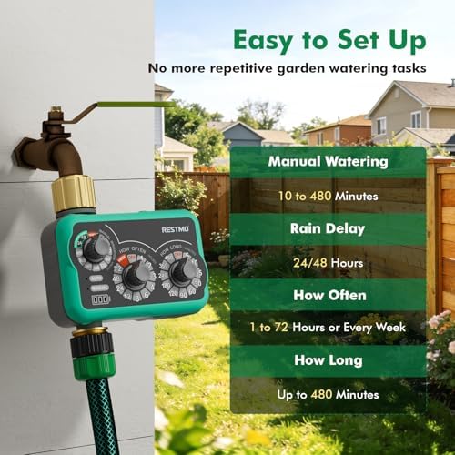 RESTMO 3-Dial Analog Sprinkler Timer, Mechnical Water Timer for Outdoor - Image 2