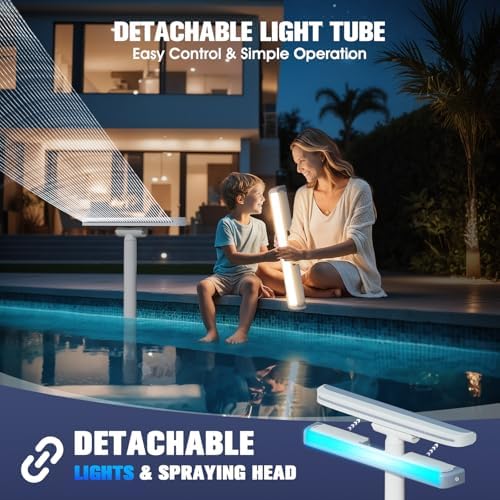 Upgraded Pool Fountain with Remote - Adjustable Waterfall Pool Sprinkler Fountains with Lights, Spray Water Fountains for Above Ground and Inground Pool for Cooling, White - Image 4